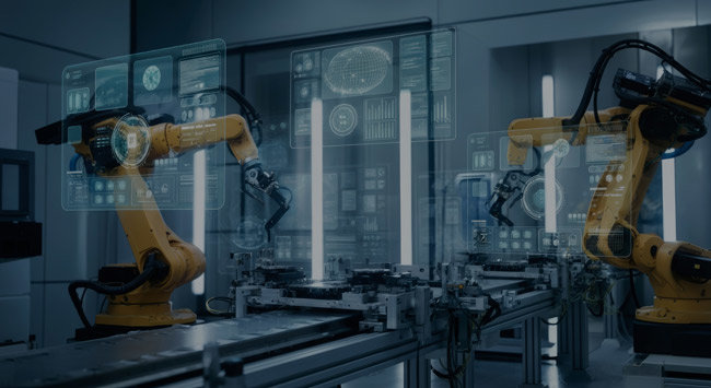 person with yellow hard hat from above in industrial surrounding