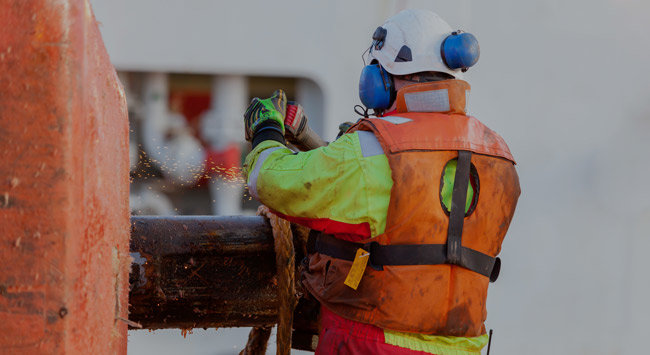 Man working on a boat